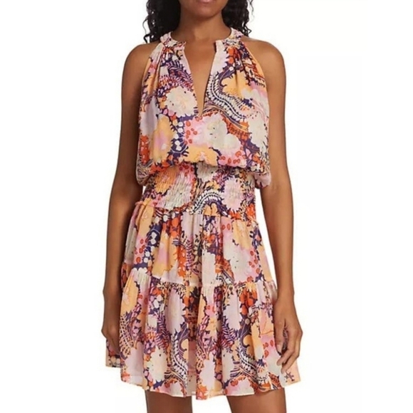 A.L.C. Courtney Floral Print Silk Mini Dress 2 - Picture 1 of 7